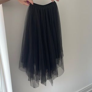 Black Mesh Long Skirt